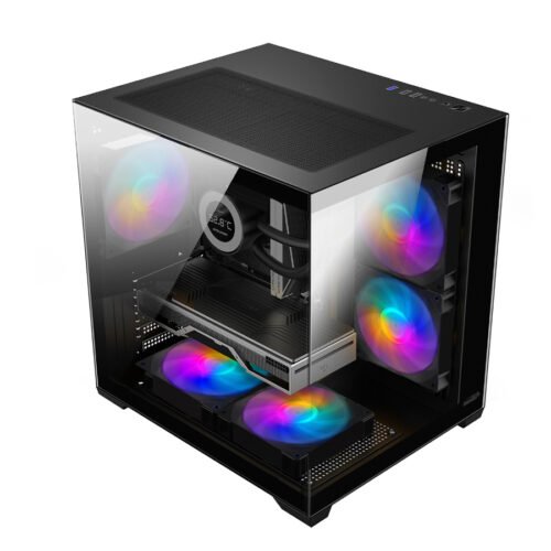 GABINETE SENTEY A5 BLACK VIDRIO TEMPLADO 5 FAN RGB FIJO
