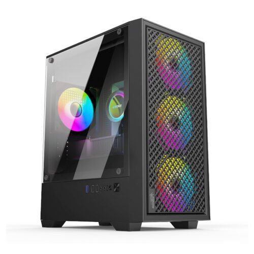 GABINETE SENTEY H12 BLACK VIDRIO TEMPLADO MESH 4FAN RGB