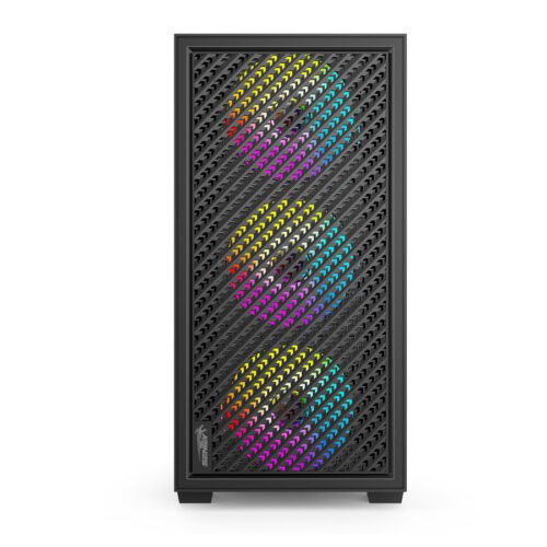 GABINETE SENTEY H12 BLACK VIDRIO TEMPLADO MESH 4FAN RGB - Imagen 2