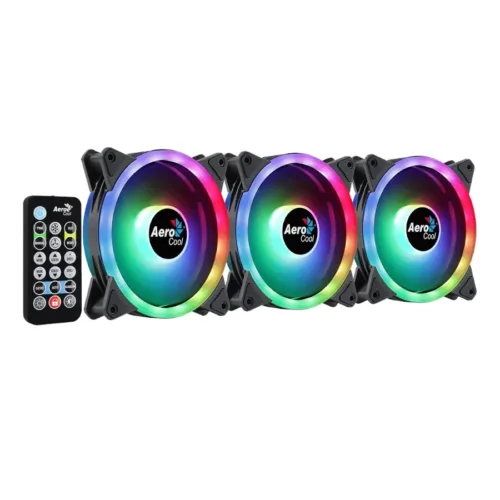 KIT FAN COOLER AEROCOOL DUO 12 PRO X3 (ARGB - DUAL RING) CON