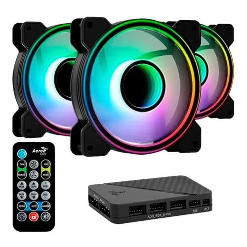 KIT FAN COOLER  AEROCOOL MIRAGE 12 PRO X3 CON CONTROLADORA Y