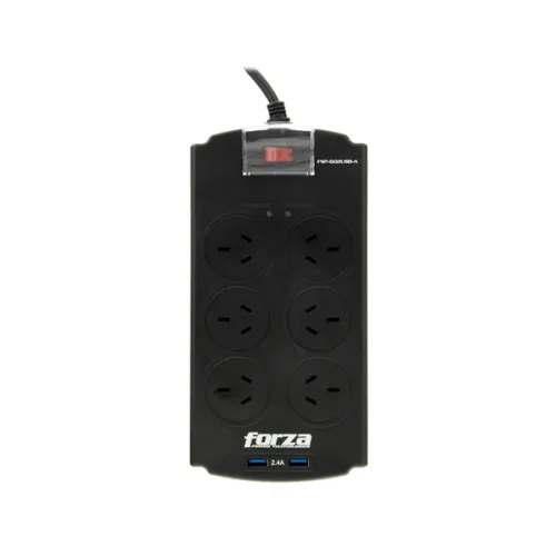 ZAPATILLA FORZA CON PROTECCION DE TENSION 6 TOMAS + 2 USB
