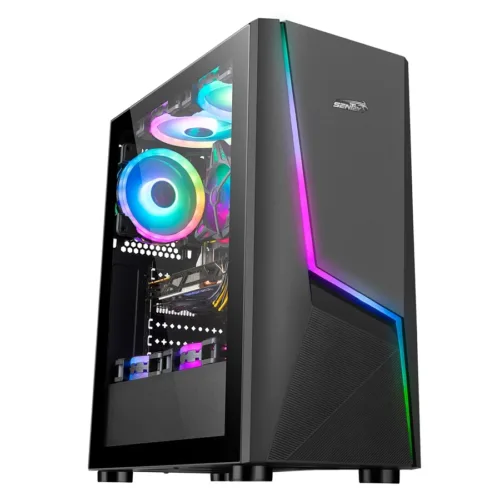 GABINETE GAMER SENTEY PM20 CON PANEL ACRILICO TRANSPARENTE