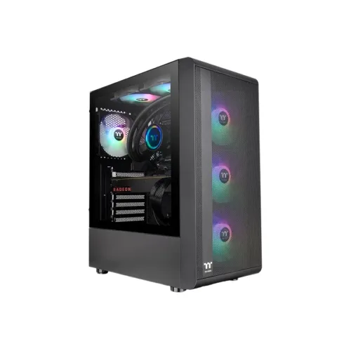 GABINETE GAMER THERMALTAKE S200 MID-TOWER TG FAN X3 ARGB BLACK