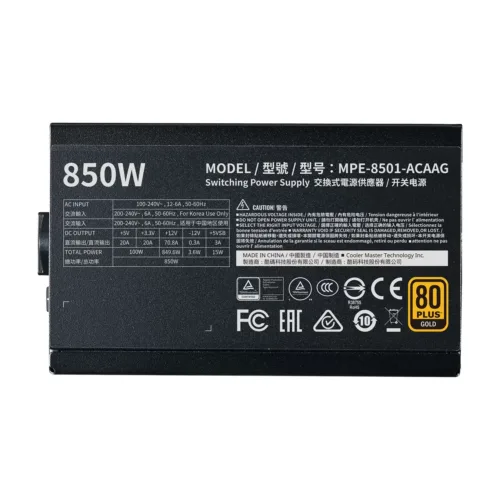 FUENTE COOLERMASTER 850W MWE V2 80 PLUS GOLD - Imagen 3