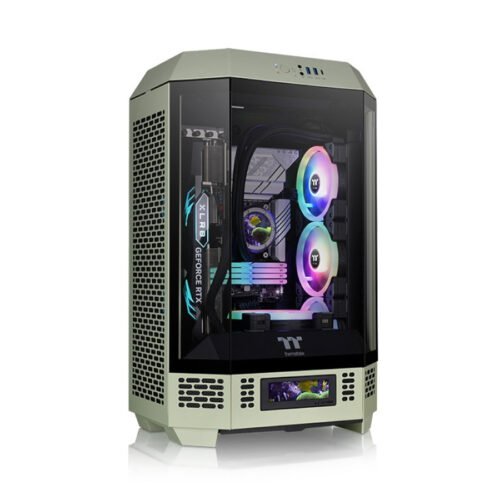 GABINETE GAMER THERMALTAKE THE TOWER 300 MID-TOWER TG X3 FAN X2 MATCH GREEN